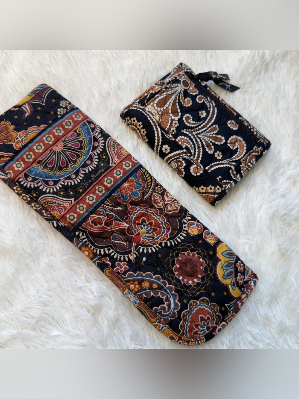 Vintage Vera Bradley Kensington Quilted Trifold Wallet & Long Case Set Paisley - Picture 3 of 7